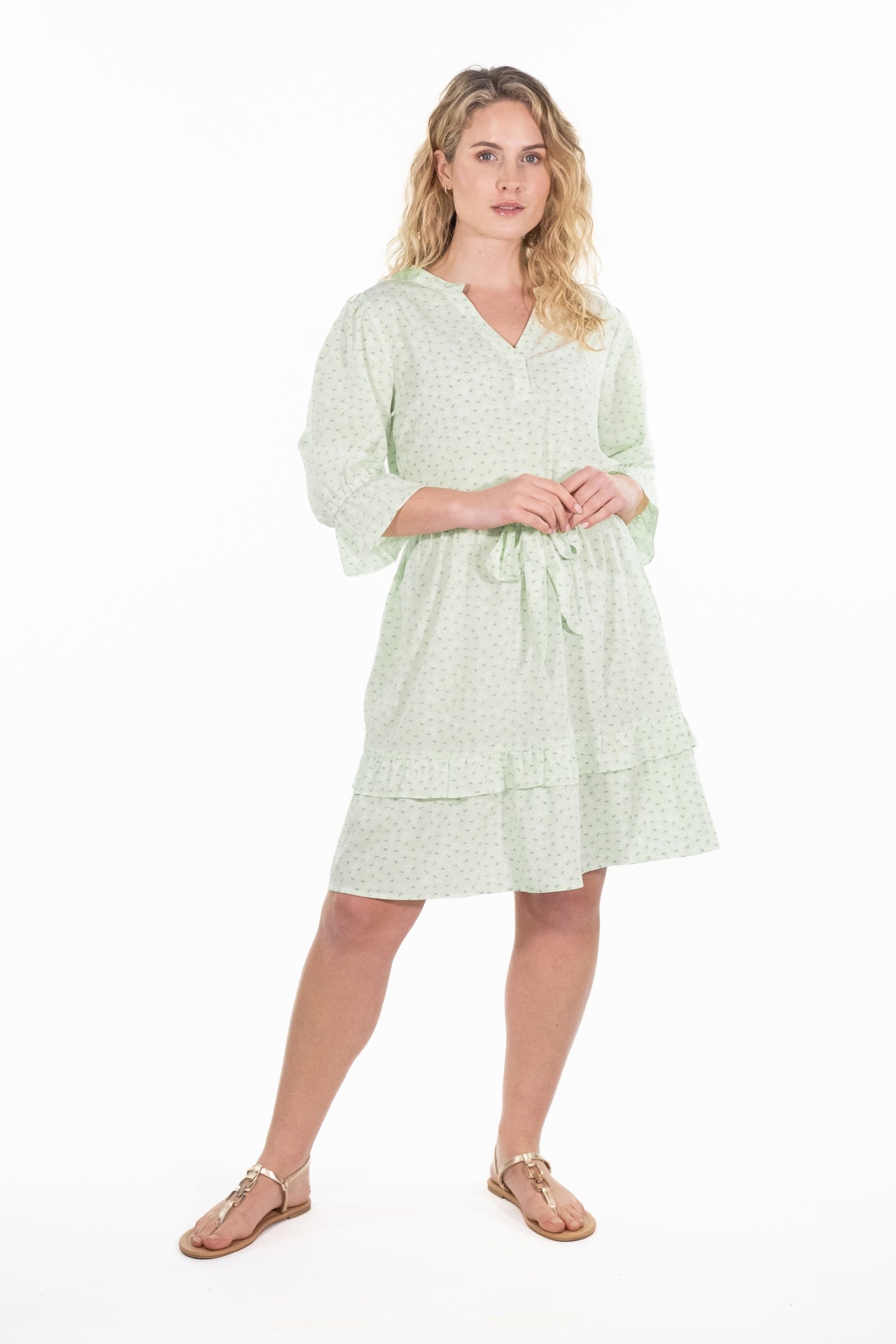 Olivia Green Print Ruffle Dress - Rupert and Buckley - Dress