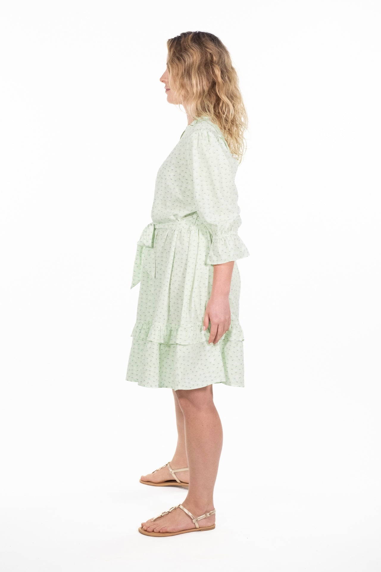 Olivia Green Print Ruffle Dress - Rupert and Buckley - Dress