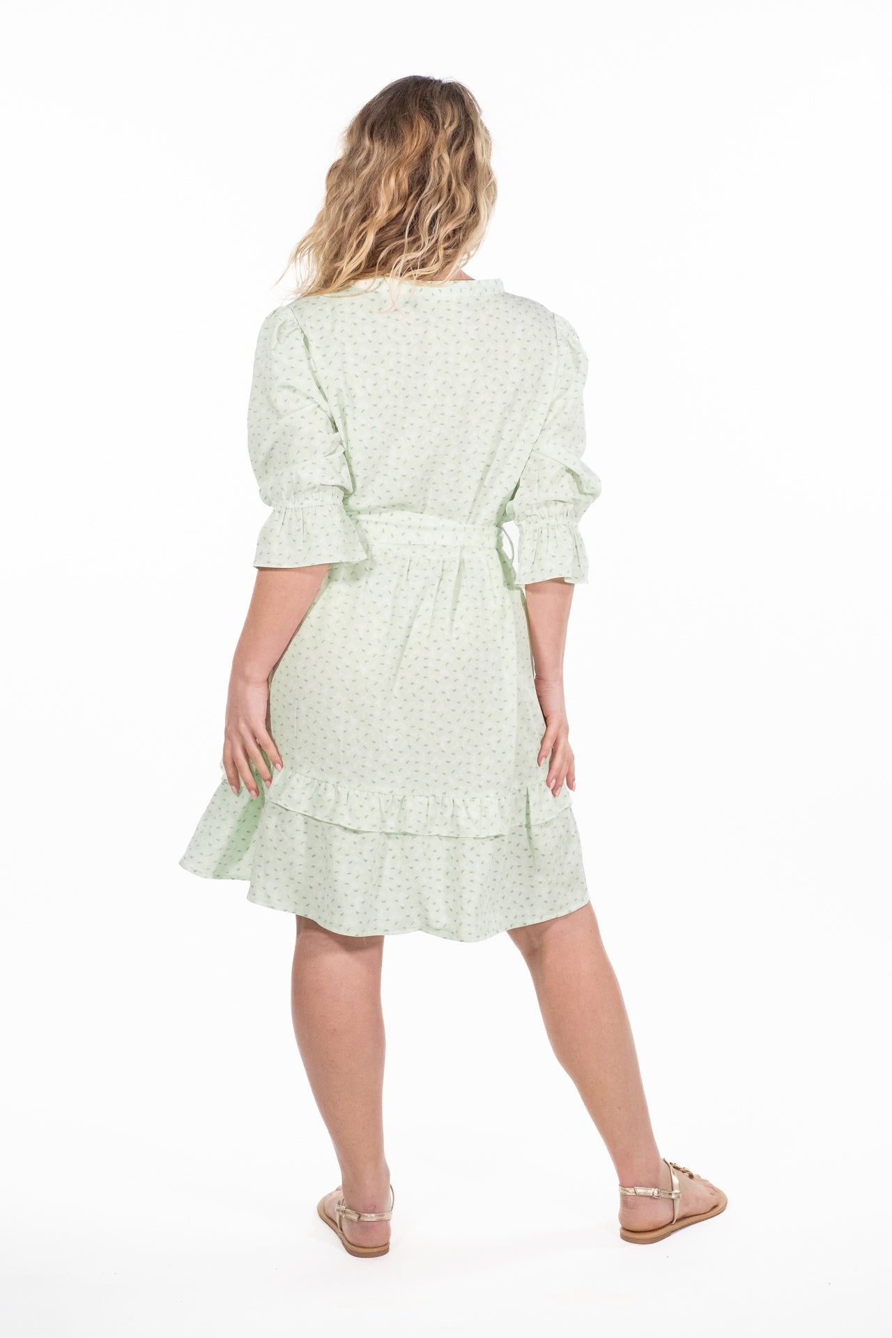 Olivia Green Print Ruffle Dress - Rupert and Buckley - Dress
