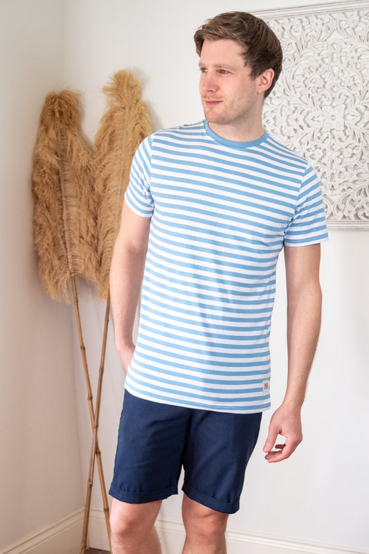 Albie Blue Striped T-Shirt - Rupert and Buckley - T-Shirt