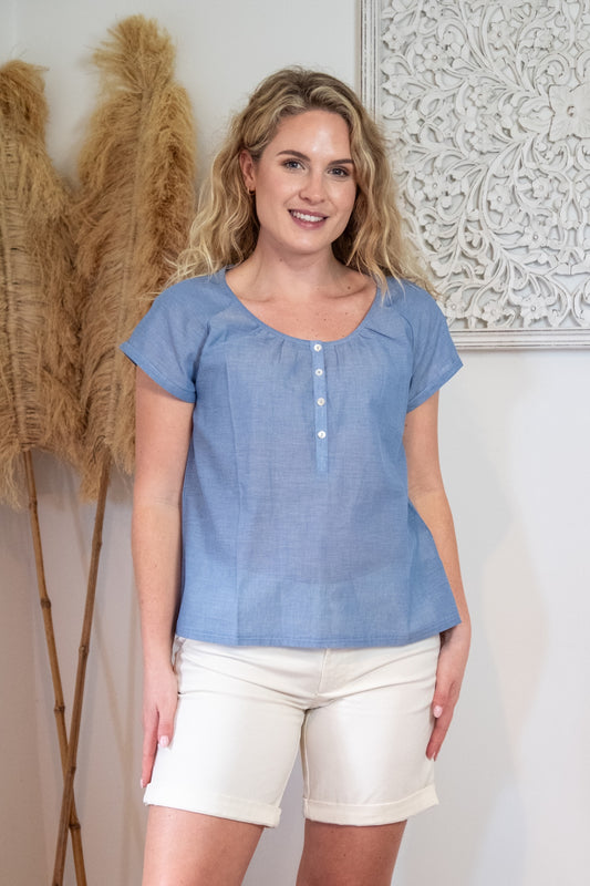 Tilly Chambray Woven Blouse - Rupert and Buckley - Blouse